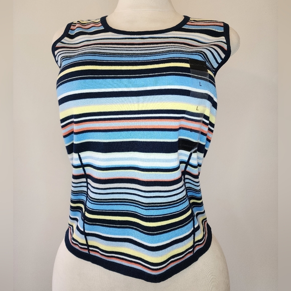 Liz Claiborne Colorful Striped Knit Tank Top NWT - Picture 2 of 8